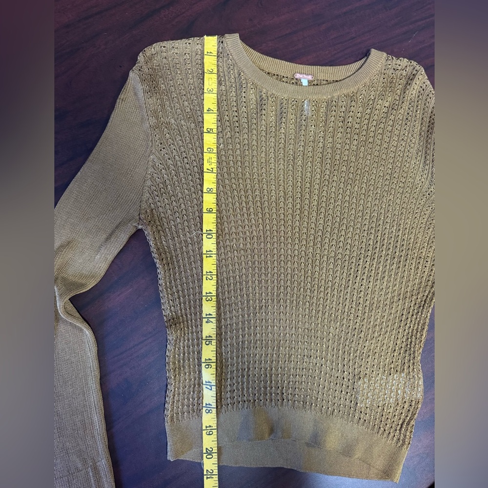 Free People knit lightweight tan brown sweater. - Picture 7 of 8